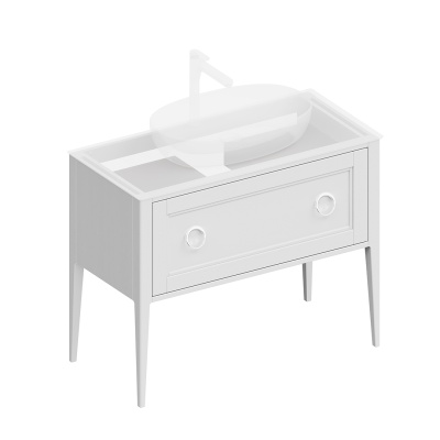 Тумба PLAZA Classic NEO напольная 1+1 ящик 100, белая матовая Тумба PLAZA Classic NEO напольная 1+1 ящик 100, белая матовая