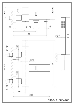 Смеситель для ванны FUTURA настенный с душевой лейкой, хром Смеситель для ванны FUTURA настенный с душевой лейкой, хром
